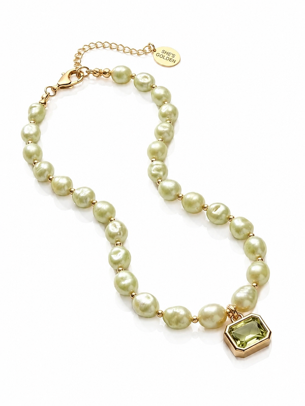 Sunlit Sage Pearl Necklace